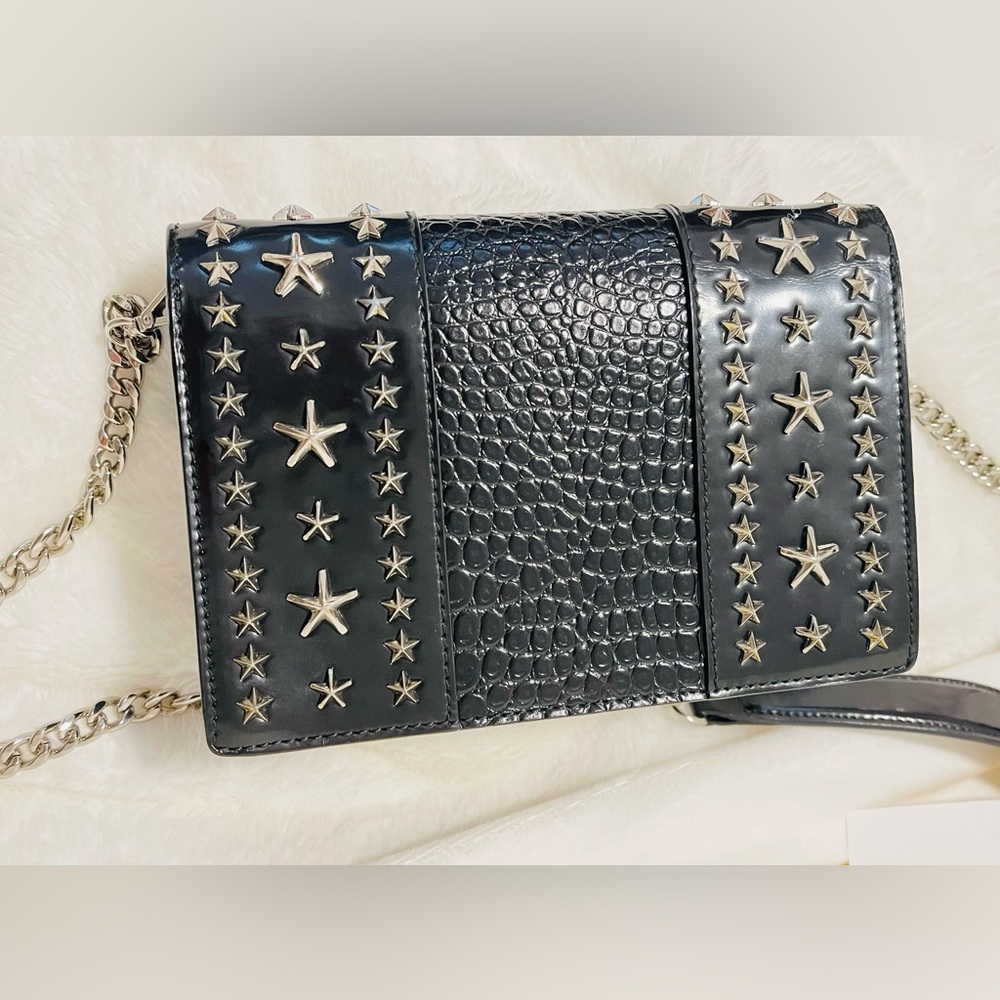 Jimmy Choo Authentic mini Black Star-Studded Leather Chain Bag - Picture 6 of 12